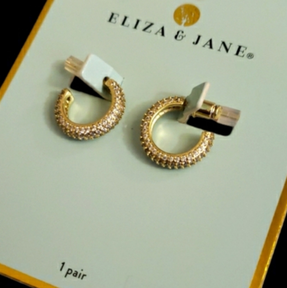 B2G1 Eliza & Jane Cubic Zirconia Micro-Pave Open Hoop Post Earrings